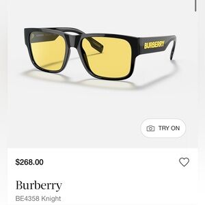 Burberry Yellow frame Sunglasses BE4358 Knight